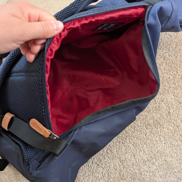 Harvest Label Navy Blue Black Leather Detail Fold over Backpack Travel Bag